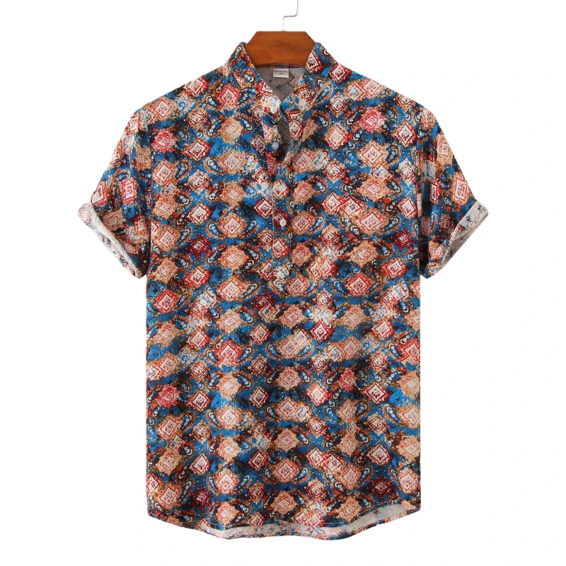 

Hawaiian Shirt Man Shirts High Quality Cotton Oversize Men's Luxury Clothing Tiki Fashion Blouses Social T-shirts Free Shipping