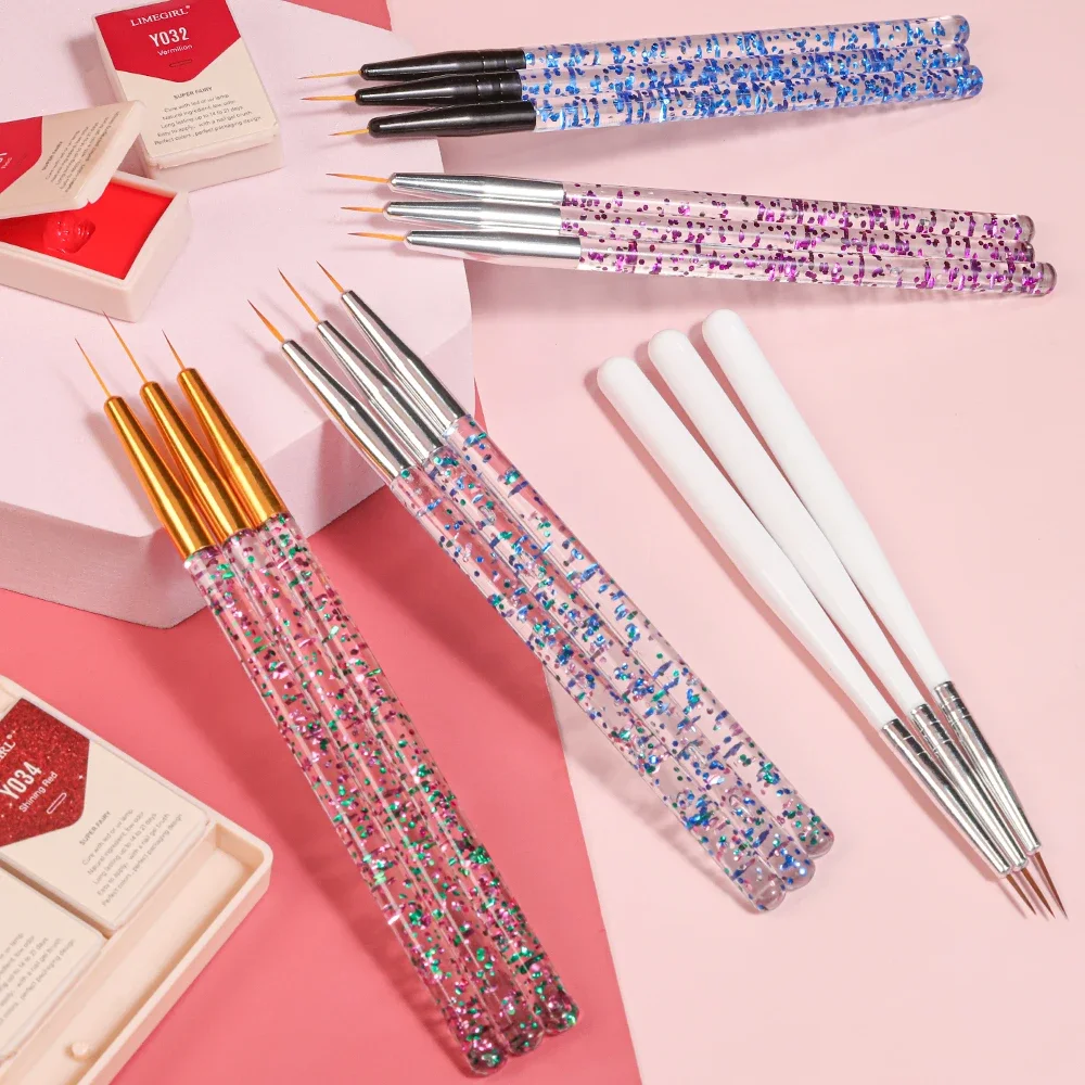 Nail UV Gel Brush Painting Pen 3pcs Manicure Set DIY Tool