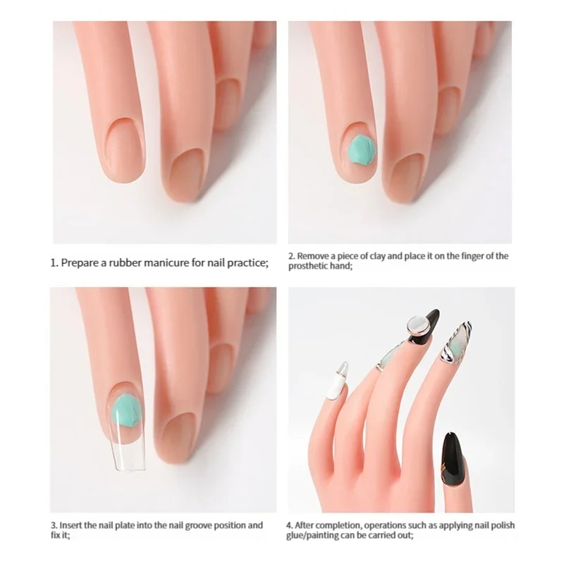 Flexible positioning silicone left hand model nail enhancement training artificial hand 4