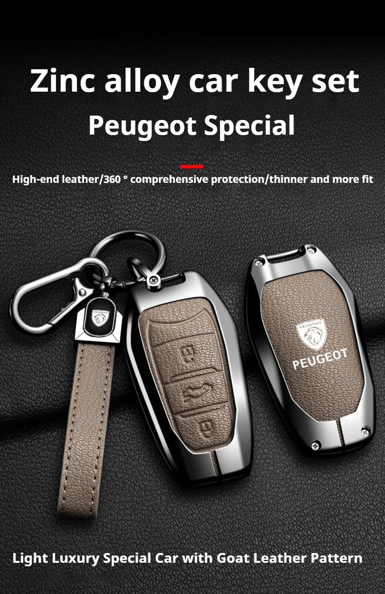 Zine Legierung Auto Schlüssel Fall Abdeckung Schlüssel Tasche Shell Für Peugeot GT-Line 206 207 208 301 307 308 407 408 508 607 2008 3008 4008 5008 RCZ – Detail 1