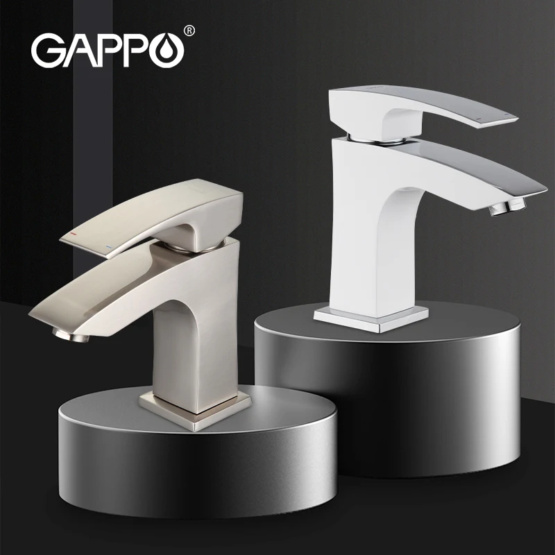 

GAPPO White Chrome Basin Faucet Brass Bathroom Faucet Deck Mounted Washbasin Mixer Taps Cold Hot Water Sink Faucet