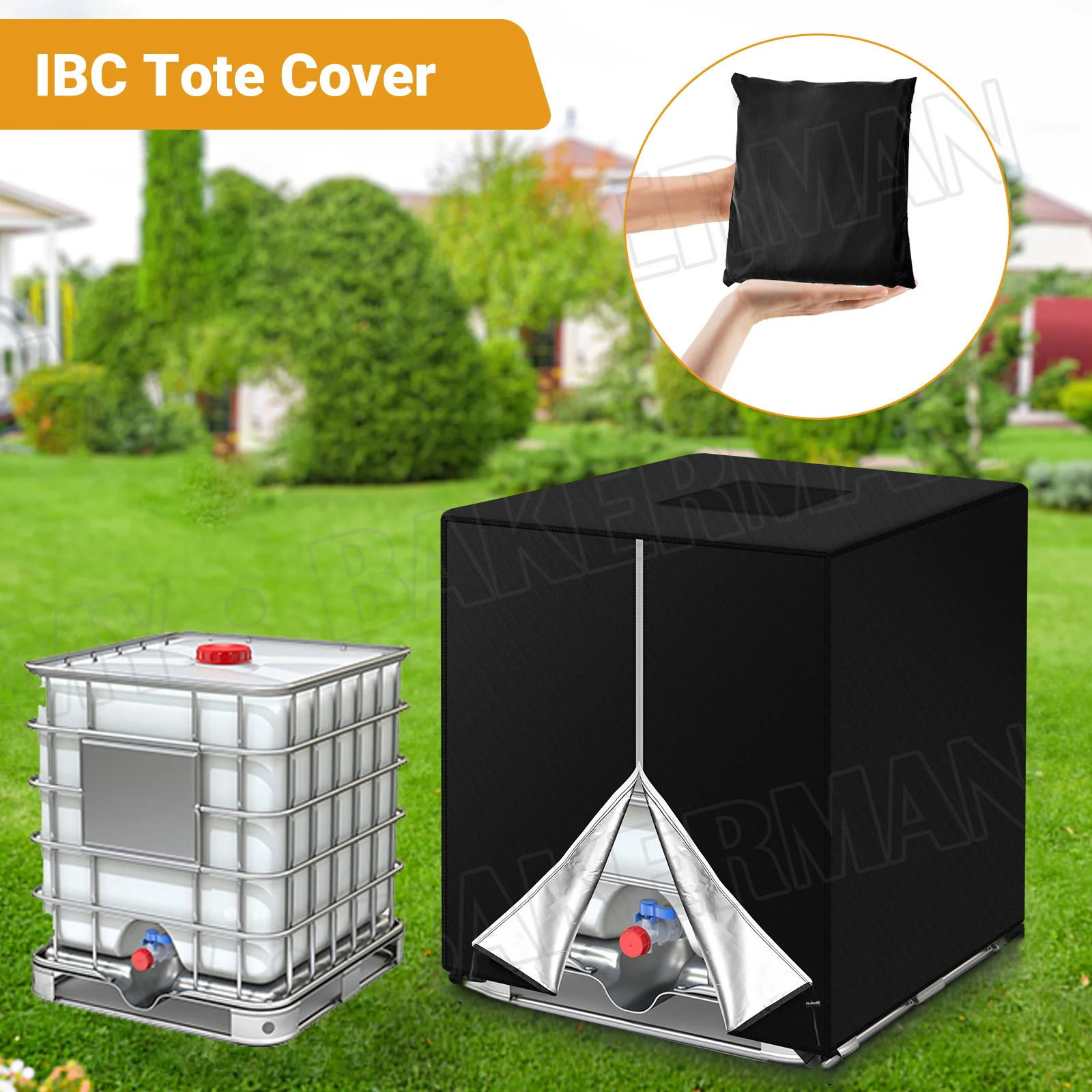 Description Picture 2 of itemBlack 1000L IBC Container Aluminum Foil waterproof dust cover Rain Tank Oxford Cloth UV protection cover