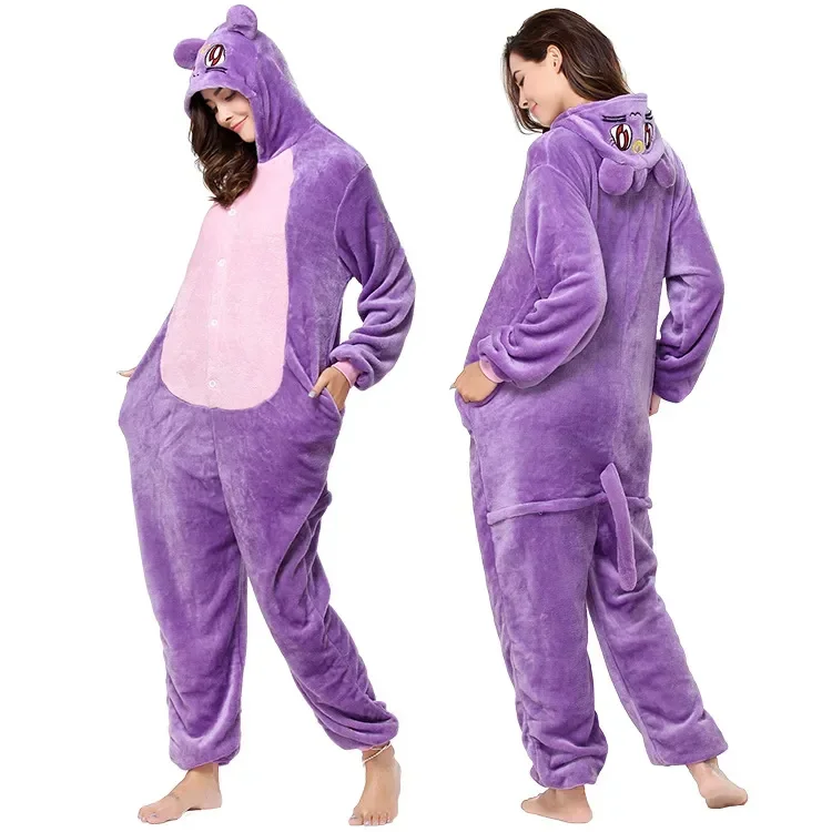 Kids Pajamas Adult Pajamas Cute Cartoon Rabbit Onesies Kigurumi Pajamas Adults Cosplay Jumpsuit Woman Pyjamas Flannel Pijamas Winter Overalls Kids