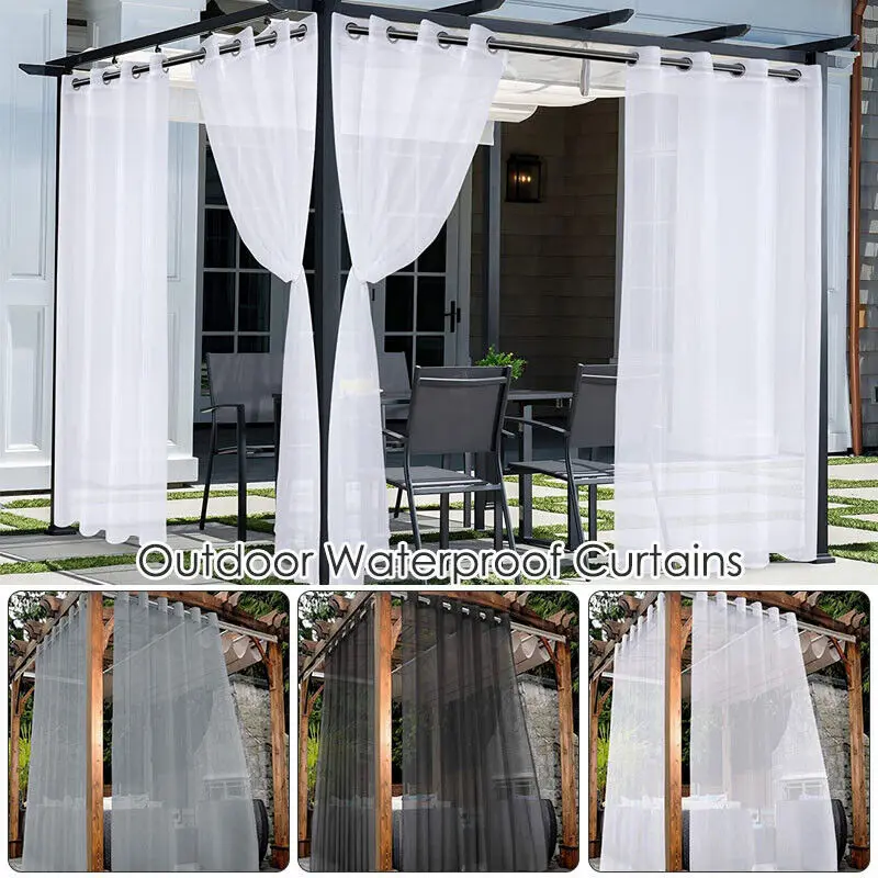 1pc Outdoor Detachable Curtain Waterproof Sheer Curtain For Patio Porch Garden Decor Outdoors Waterproof Sheer Curtain 4