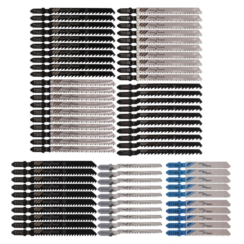 High-Speed Metal Cutting T-Shank Jigsaws Blading Set Woodwork Applications Q84D