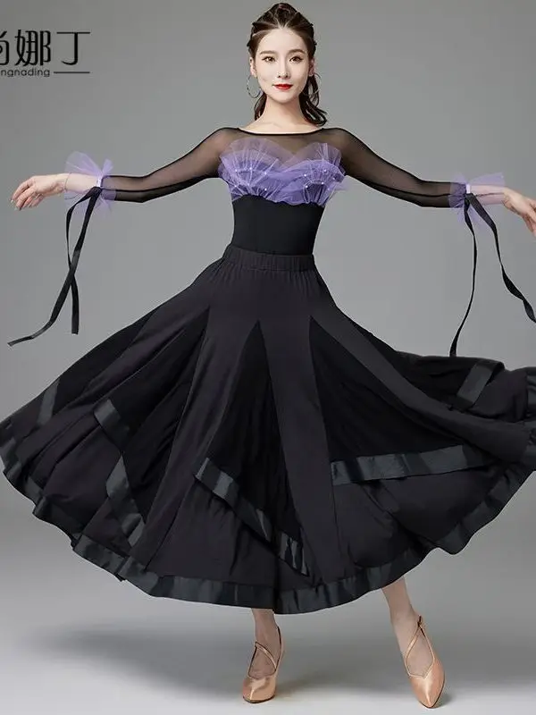 New National Standard Dance Dress Modern Waltz Dance Performance Costume Social Big Swing Skirt
