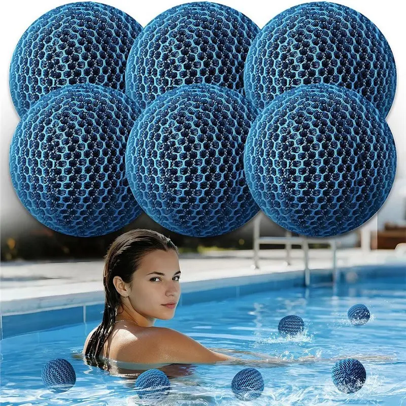 6Pcs Hot Tub Scum Absorber Oil Absorbing Scum Sponge Balls Reusable Honeycomb Spa and Pool Cleaner Remover Skimmer