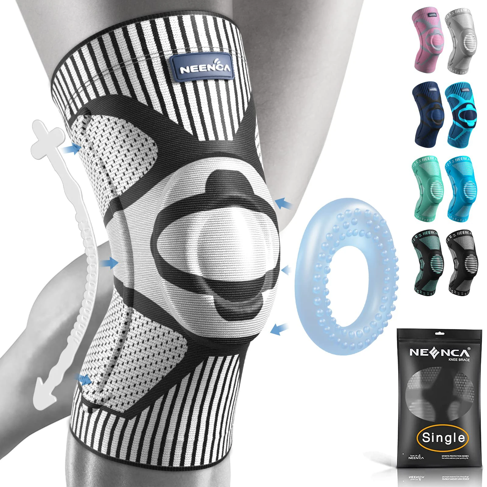 NEENCA knee brace compression sleeve worn on leg, designed for joint support and pain relief 09