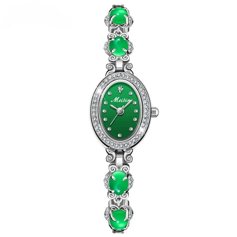 Watches for Women 3 Bar Waterproof Luxury Women Bracelet Clock Fashion Green Diamond Fashion Ladies Quartz Watch Circular Dial