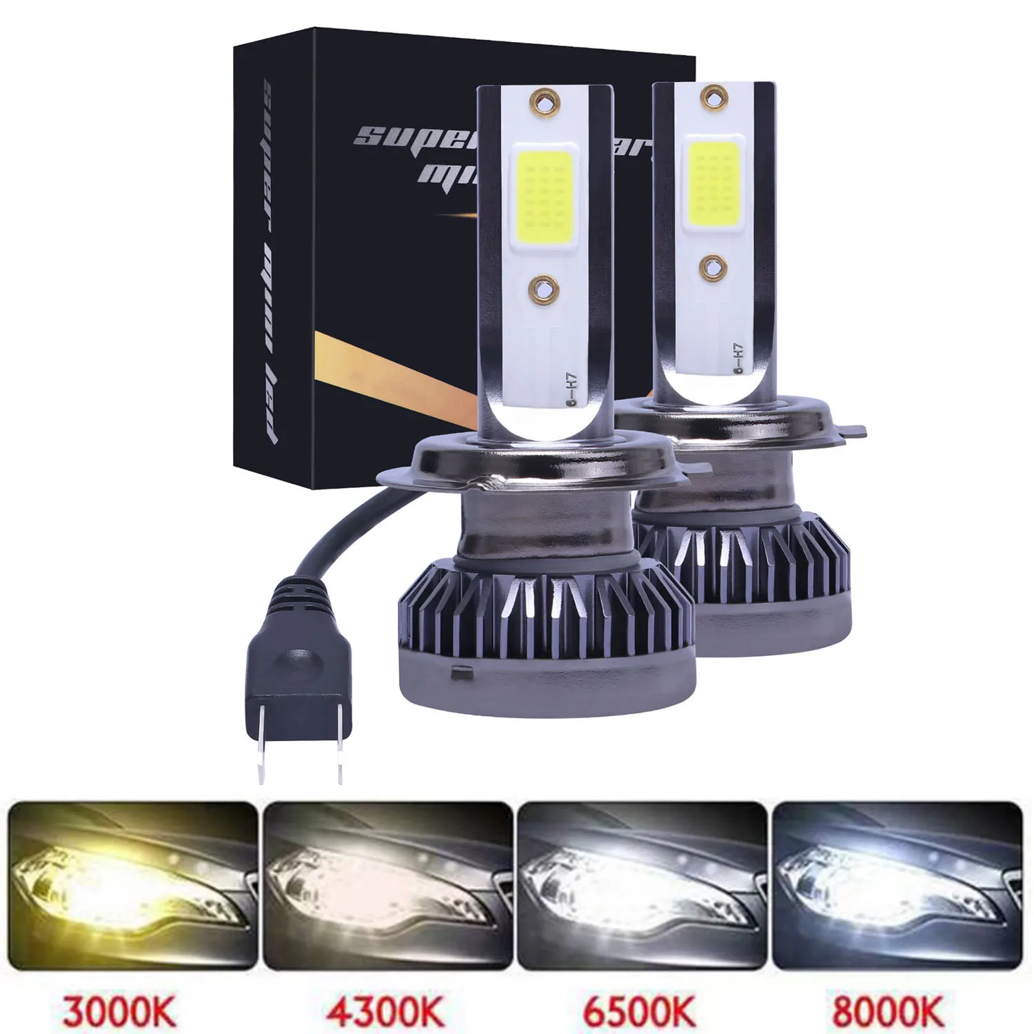 2Pcs H7 Car Headlight Bulbs LED 12000LM 80W Mini H1 H4 H8 H9 H11 Headlamps Kit 9005 HB3 9006 HB4 Auto Fog Lamps 6000K 12V Light 2pcs h7 h4 led car fog light bulbs h1 h8 h9 h11 9005 9006 super bright csp headlight drl lamp kit high low beam 6000k 12v 24v