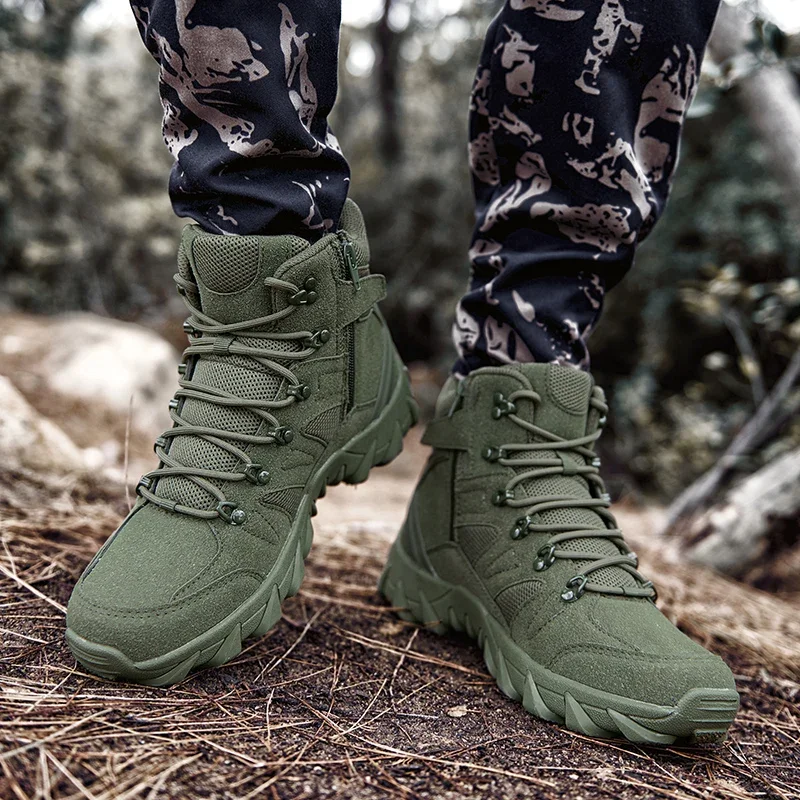 Men Army Tactical Combat Military Boots Ankle Size 46 Hunting Work Safety Shoes Outdoor Sneakers High Cut Hiking Boots Security