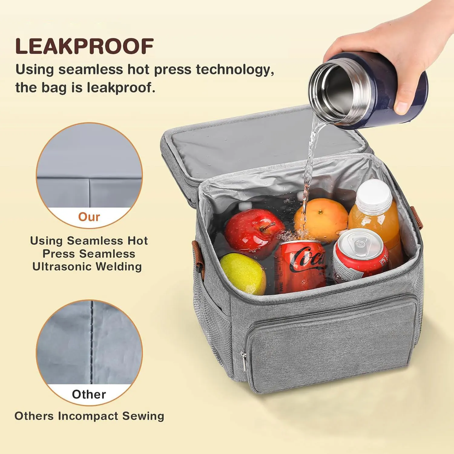 Thermal Tote Lunch Bag with Detachable Strap – Double-Layer Insulated Cooler
