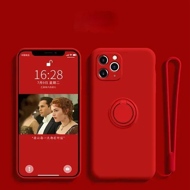 Liquid Silicone Ring Phone Holder Case with Wrist Strap - Enhanced Grip and Protection