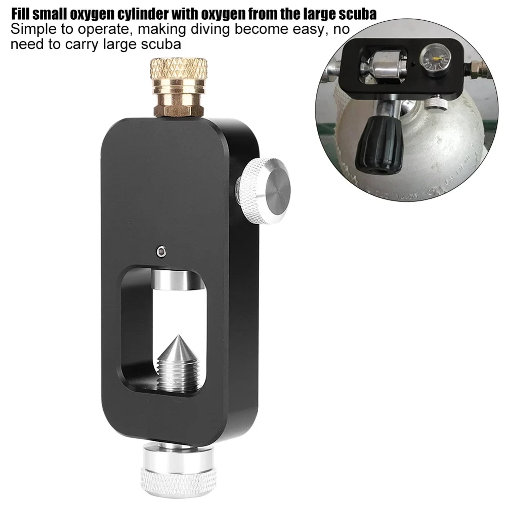 Portable Aluminium Alloy Scuba Tank Refill Adapter for Oxygen Cylinder Diving Eq