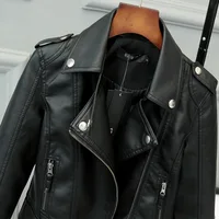 Korean Version of Slim PU Leather Jacket Women's 2023 Spring / Autumn Winter  New Motorcycle Leather Short Coat 2