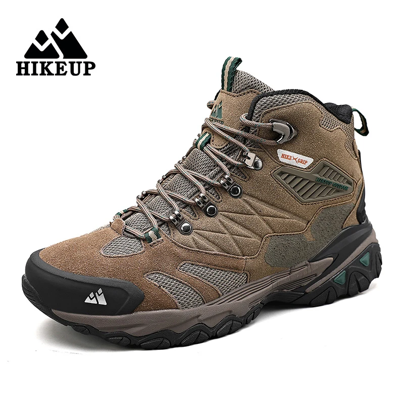 HIKEUP Boot Men Outdoor Hiking shoes Suede High Top Trekking Men Shoes Tactical Combat Military Boots