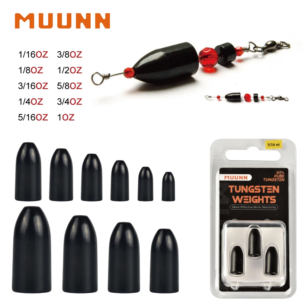 MUUNN Tungsten Sinkers Bullet 97 tungsten Texas Rig Bass weights Worm