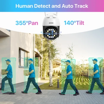 ZOSI C296 5MP/8MP PTZ WiFi Camera Person Vehicle Package Detect Wireless CCTV Video Surveillance Camera Home Security Protection 6
