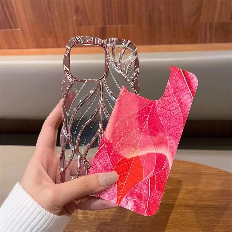 รูปสินค้า เคสซิลิโคนนุ่ม ป้องกันรอยกระแทก ลายใบไม้สีสันสดใส สำหรับ iPhone 16/17 Pro Max