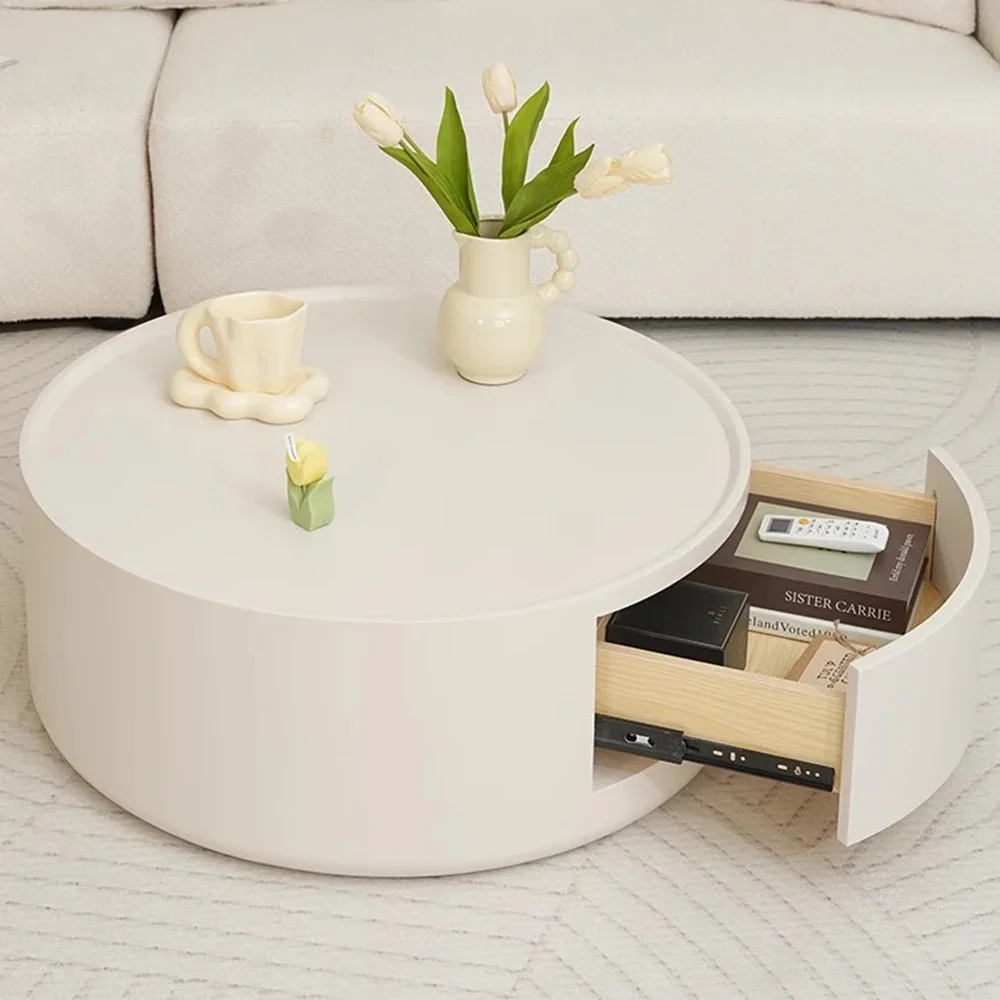 

White Center Coffee Table Storge Nesting Floor Living Room Standing Coffee Table Drawer Small Table Balcon Living Room Furniture