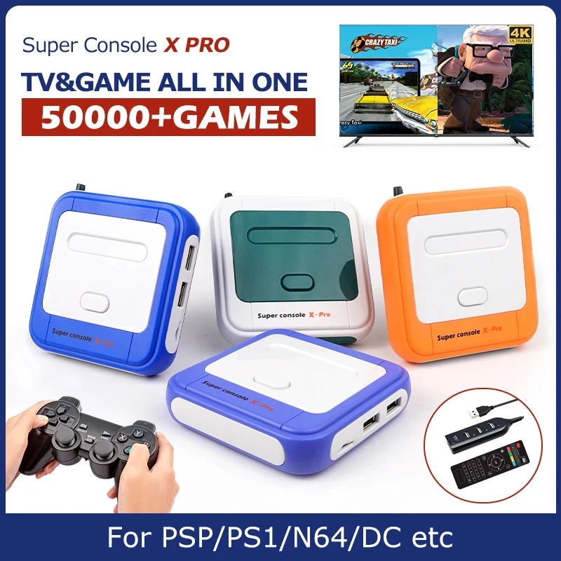  Retro Gaming Console Super Console, Emulator Console with  50000+ Games, Android 9.0 TV System + EmuELEC 4.5 Game System, Support 4K  HD Output, Plug and Play Video Games (512G) : Video Games