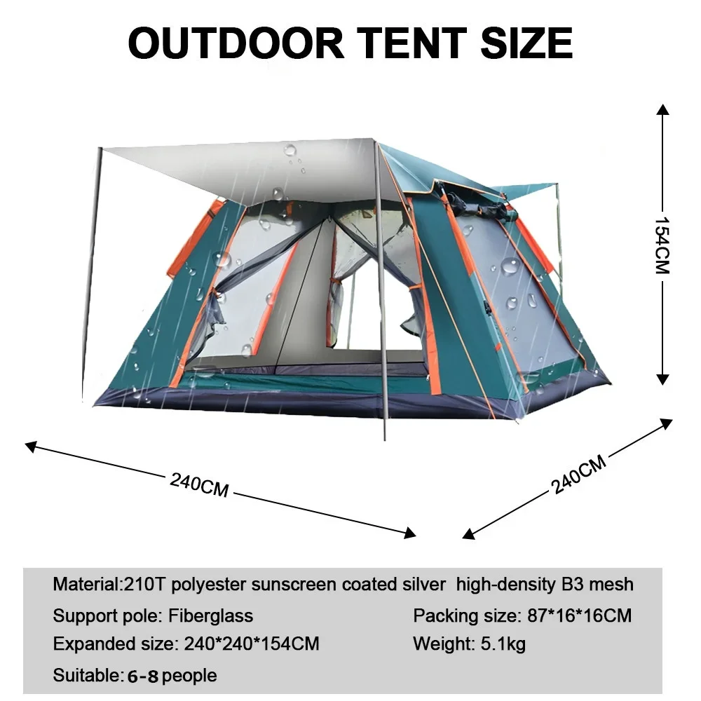 Goture 6-7Person Waterproof Automatic Tent 240*240*150cm Double Layer Camping Tent Outdoor Dome Camping Family Tent Couple Tents 2 Goture 6-7Person Waterproof Automatic Tent 240*240*150cm Double Layer Camping Tent Outdoor Dome Camping Family Tent Couple Tents 2