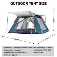 Goture 6-7Person Waterproof Automatic Tent 240*240*150cm Double Layer Camping Tent Outdoor Dome Camping Family Tent Couple Tents 2