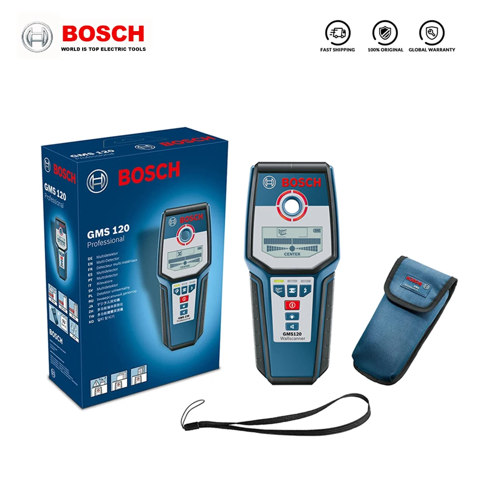 Bosch Professional Gms120 Wall Detector Metal Steel Wire Measuring Tool Professional Measuring Wire / Wood / Copper / Metal