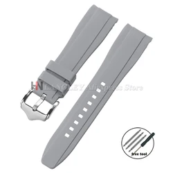 High - Quality Waterproof Silicone Watch Band with Curved Ends - Available in 20mm and 22mm - 22mm (Grey)