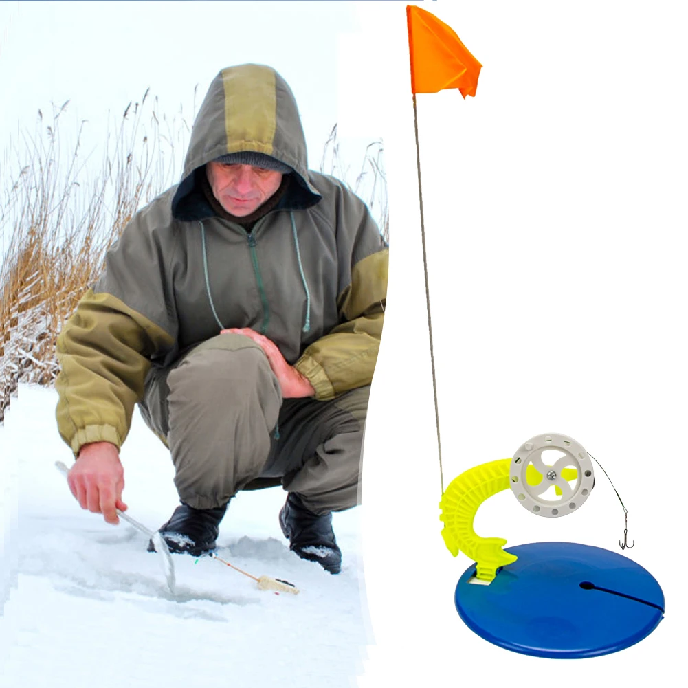2Pcs Ice Fishing Rod Flag Portable Fishing Tackle Ice Fishing Tip Up Flag  with Reel Winter Ice Fishing Kit for Fishing Angler - AliExpress