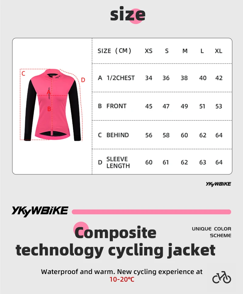 YKYWBIKE Fahrradjacke Damen 
 Winddichte wasserdichte Fahrrad-Windjacke, wasserdichte Rennrad-Trikot-Fahrradbekleidung – Detail 1