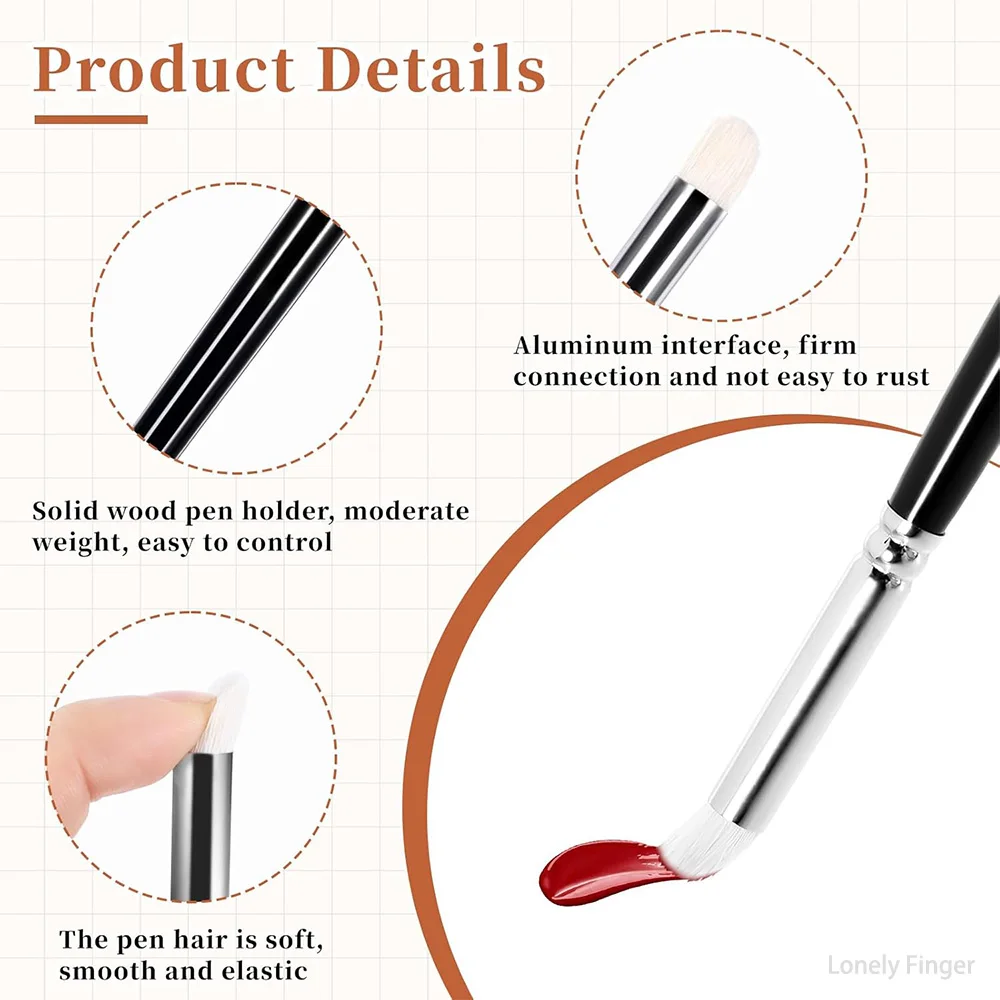 8-Piece Wool Paint Brush Set - Multi-Size Art Brushes For Watercolor, Pottery & Oil Painting