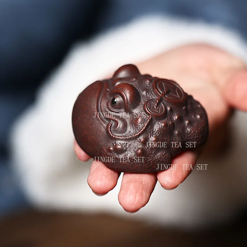 1pcs Purple Sand Toad Tea Pet Chinese Desktop Tea for Home Use Kung Fu Tea Set Accessories Cute Auspicious Divine Beast