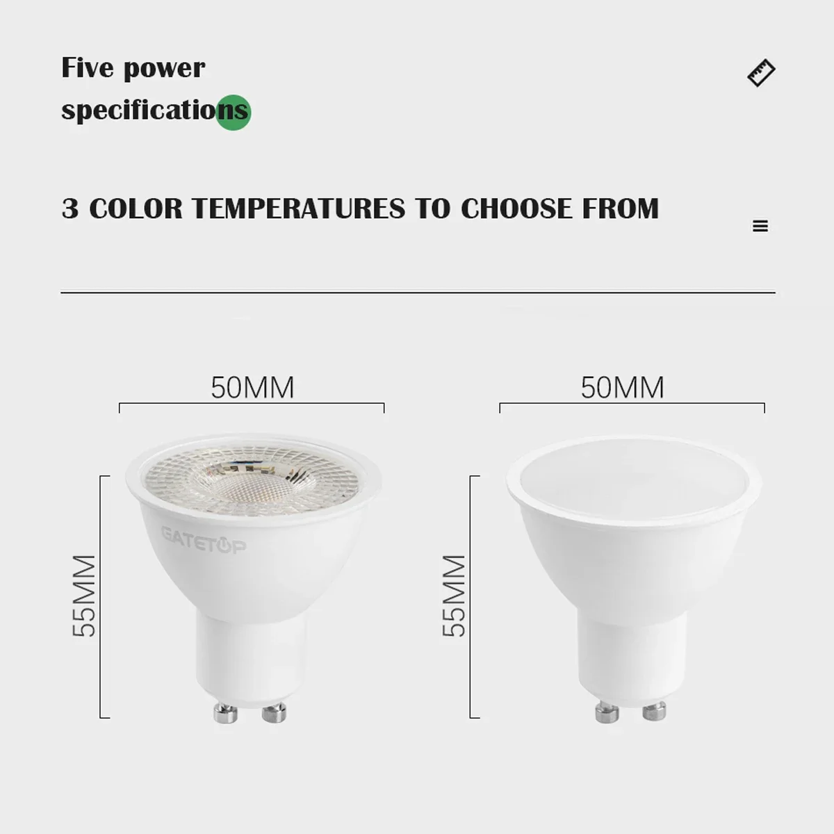 거실용 LED 스포트라이트 전구, 3 색 온도 조명, 38 도 120 도 초점, GU10 AC220-240V AC100-240V, 8W, 2 개