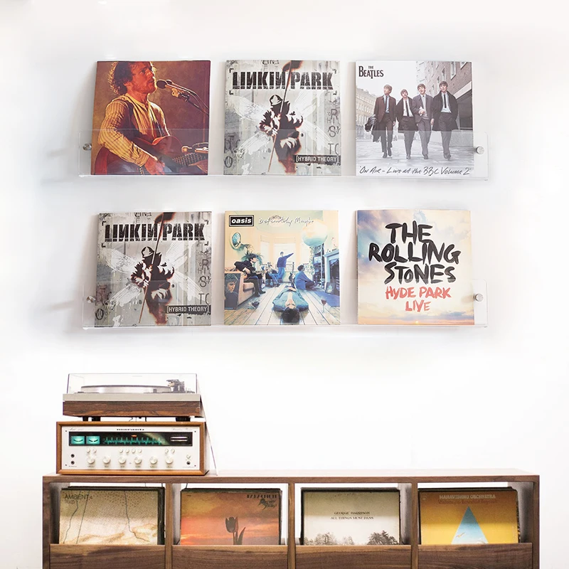 Record Holder Wall Mount, 6 Pack Clear Vinyl Record Shelf Storage