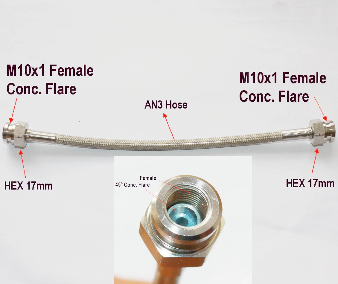Metric M10x1 Swivel Female AN3 Stainless Braided Universal Brake Oil Connector Car Brake Pipe Repair Kit For Racing Cars ATV UTV