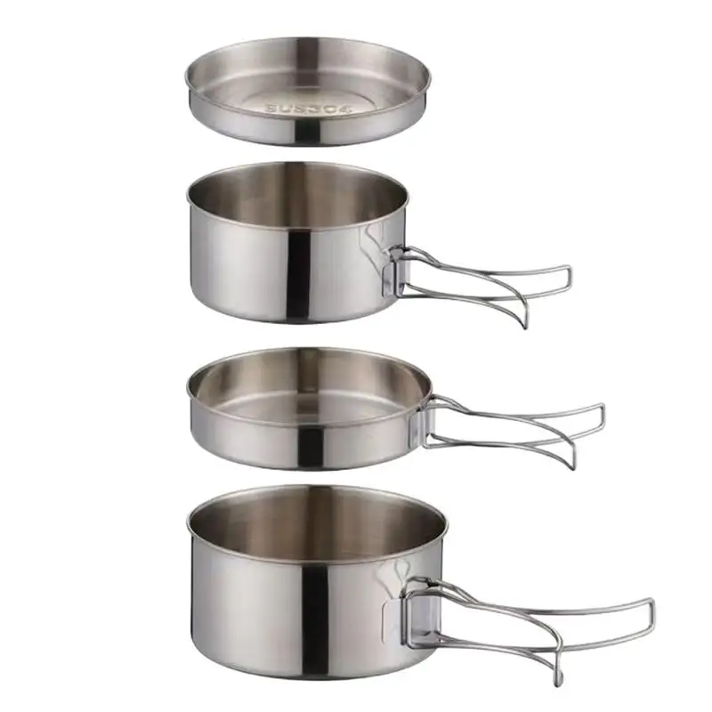 

Camping Cooking Pot Set Camping Cooking Set Durable Stainless Steel Portable Lightweight Camping Pot Set Outdoor Backpacking