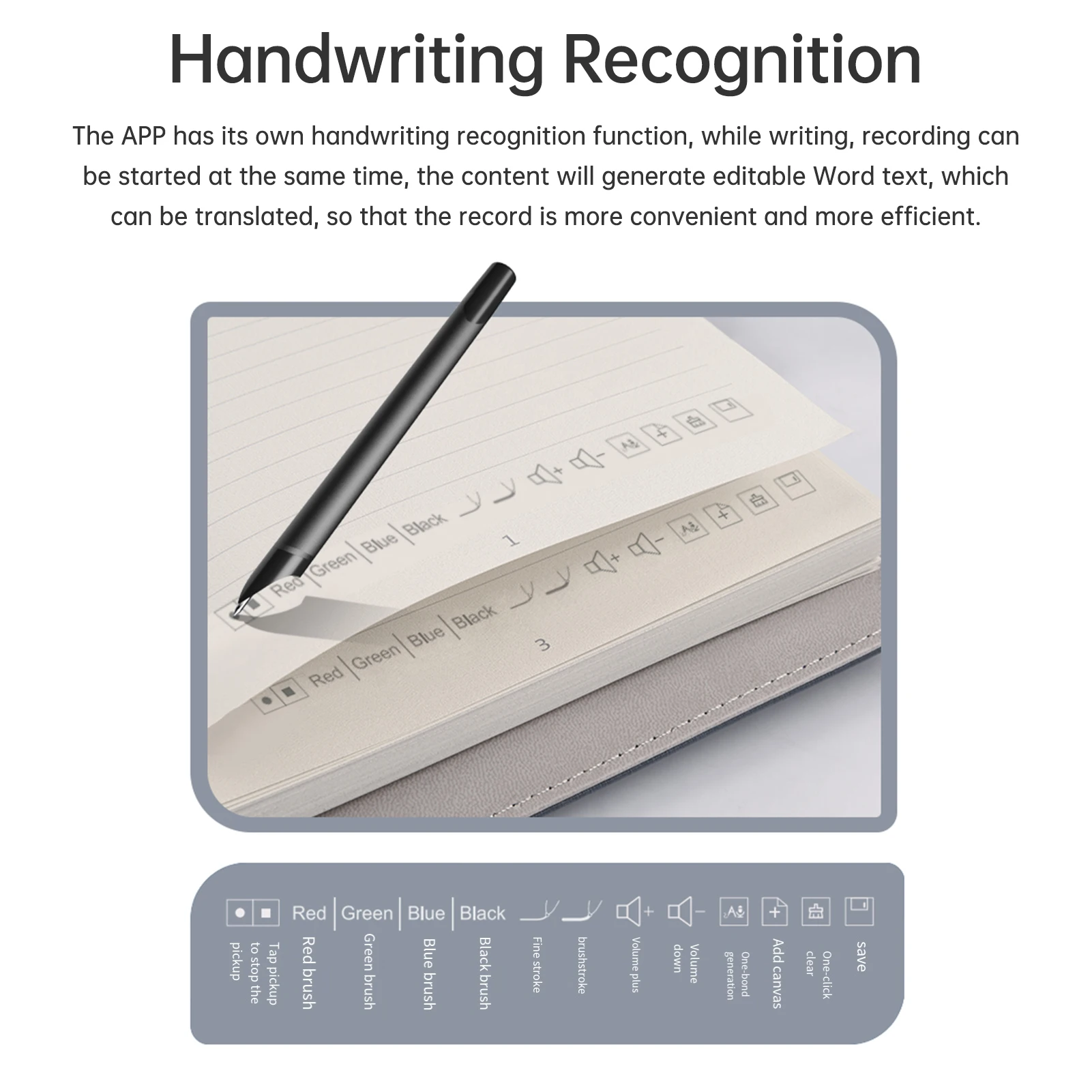 Smart Pen  A5 Leather Notebook Lined Journal Planner Real-time Sync for Digitizing Use with APP Voice-to-Text/ AI Function