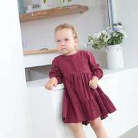 Full Sleeve Toddler Baby Girl Dress Cotton Solid Full Sleeve Infant Dress 4