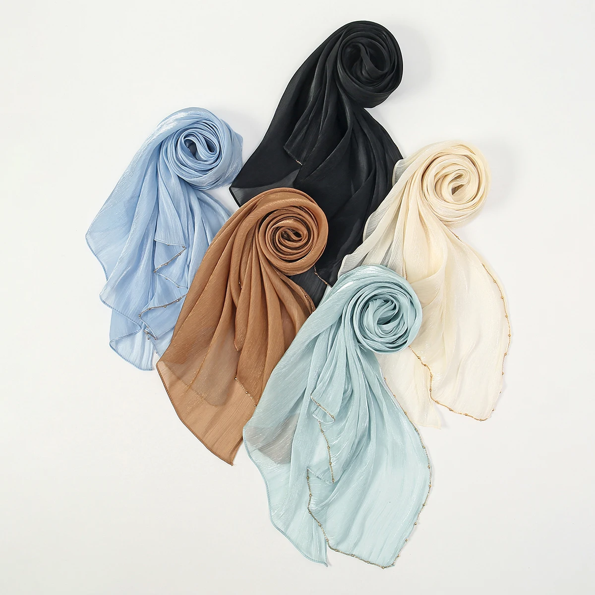 New Crimp Crinkle Frayed Edges Maxi Scarf Hijab Crimped Scarves Habiba Da Silva | UK - Foto 7