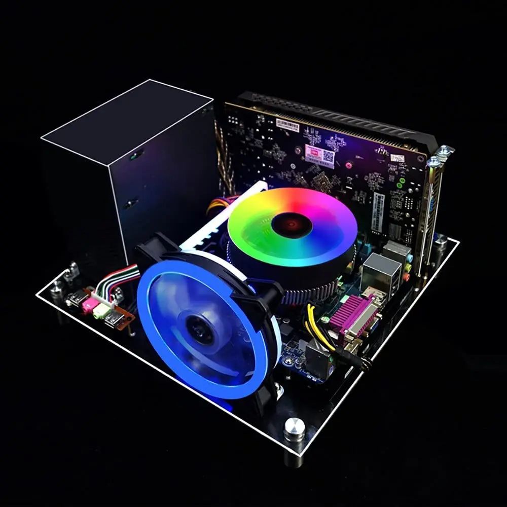 Chassi Aberto de pc Acrílico Transparente Case de Dissipação de Calor Plataforma Matx Banco de Teste de Placa-mãe Caixa do Computador Diy - Imagem 6