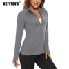 KEFITEVD UPF 50+ Long Sleeve Shirts Women's UV/Sun Protection Full Zip Jackets Lightweight Hiking Shirts Athletic Running Jacket 4