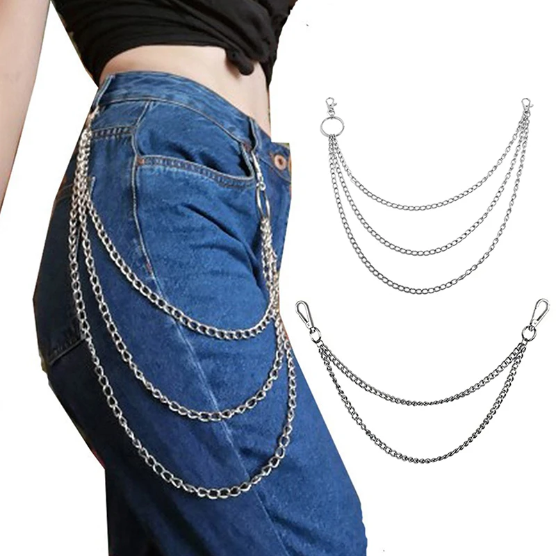 2/3 Layer Punk Hip-hop Long Metal Belt Chain - Fashion Multi-layer Trousers Waist Chain Keychain Men Women Streetwear Accessory