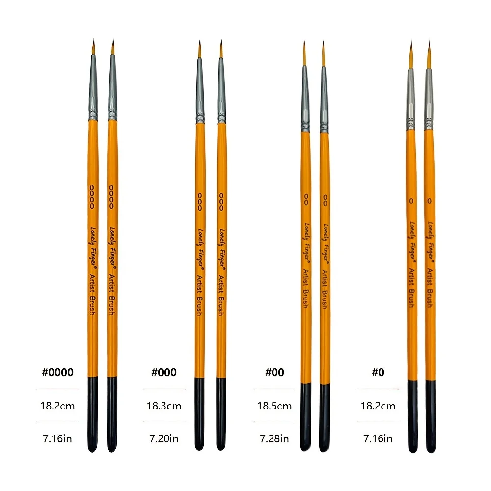 8pcs Professional Fine Detail Nylon Hair Paint Brushes Set for Acrylic, Oil, Watercolor, Canvas, Rock, Body, Face, Nail Art 2