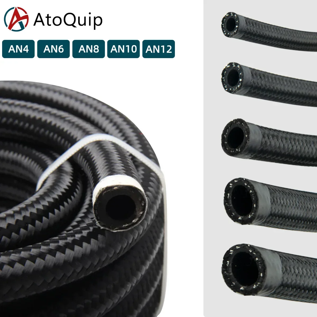 Nylon Cooler Hose AN4 AN6 AN8 AN10 AN12 Black Cover Stainless Steel Braided Cpe Nbr Rubber Fuel Line Oil 1m 3m 6m fuel hose