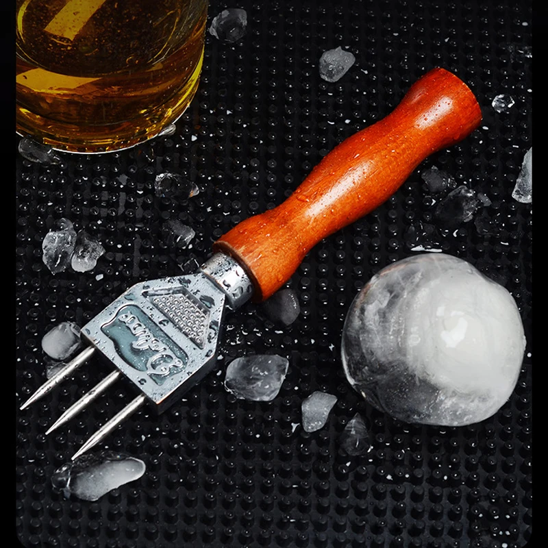 Ice Pick Sturdy Stainless Steel Three Pronged ice Chipper Solid Wood Handle Ice crushers for Cocktail Bartender bar tools ice pick