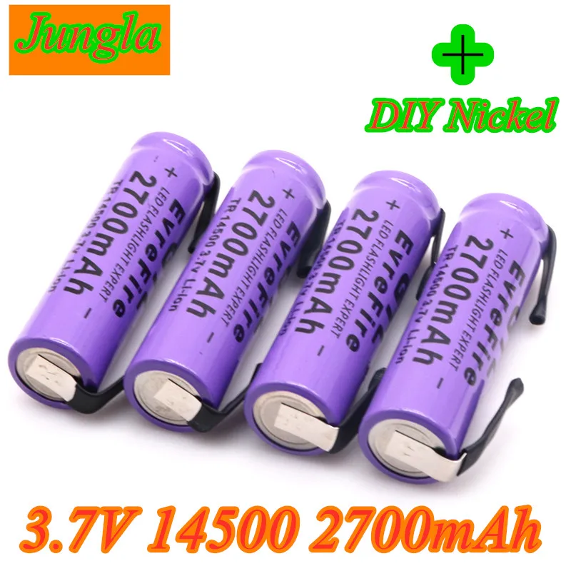 

New 14500 Lithium Battery Lithium Rechargeable Bateria Welding Nickel Sheet batteries 3.7V 2700mAh For Torch LED Flashlight Toy