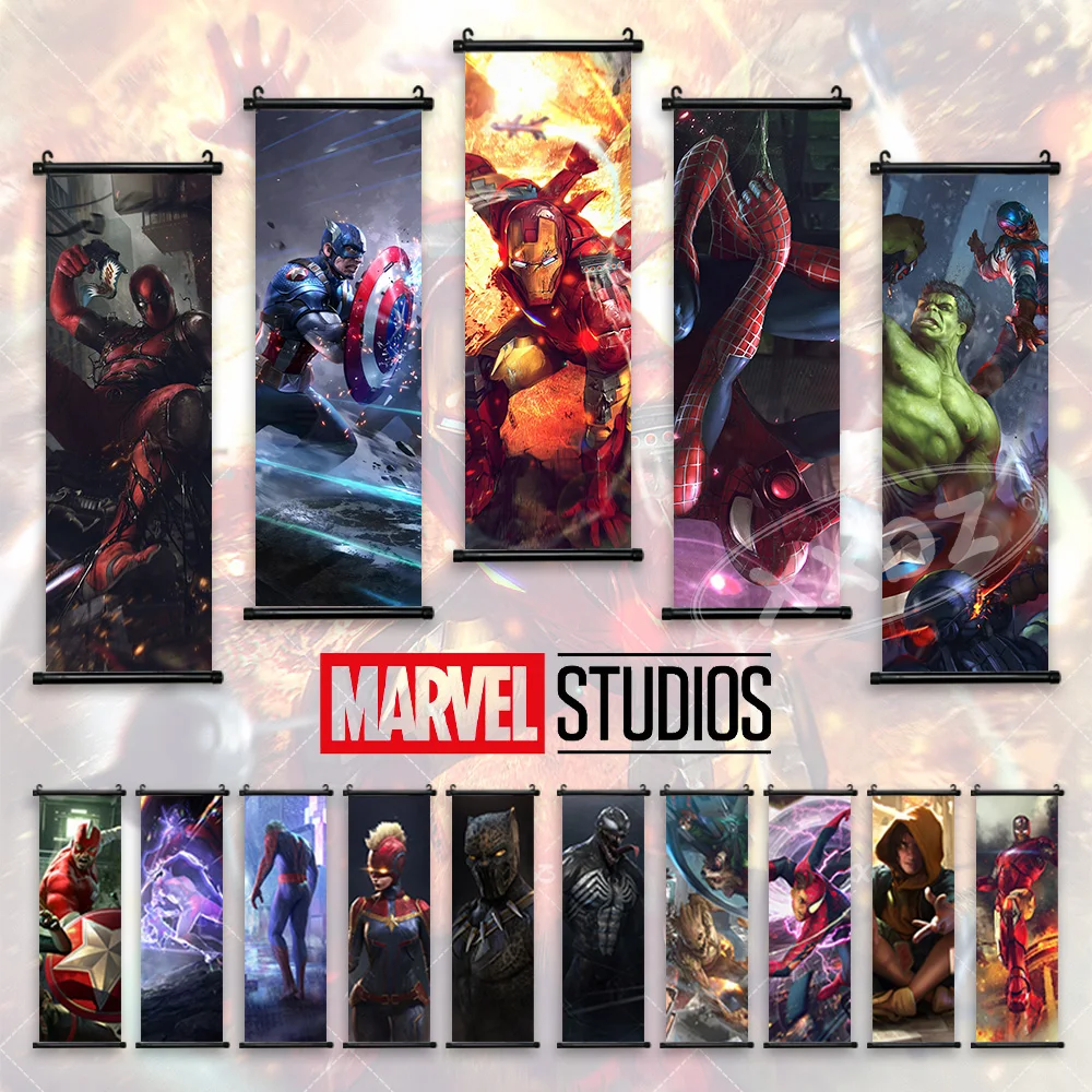 Marvel Captain America Poster Deadpool Decorazione Della Casa Spider-Man Wall Artwork Hulk Hanging Painting Iron Man Scrolls Picture