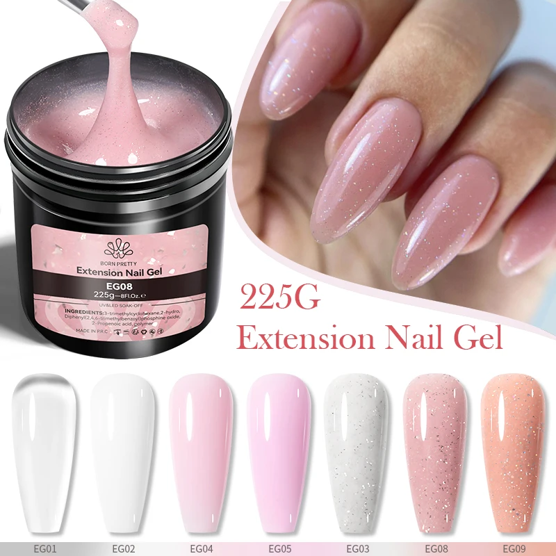 BORN PRETTY 225g Clear Non Stick Hand Solid Extension Nail Gel Polish Carving Flower Nail Art Building UV Gel Acrylic Varnish 5