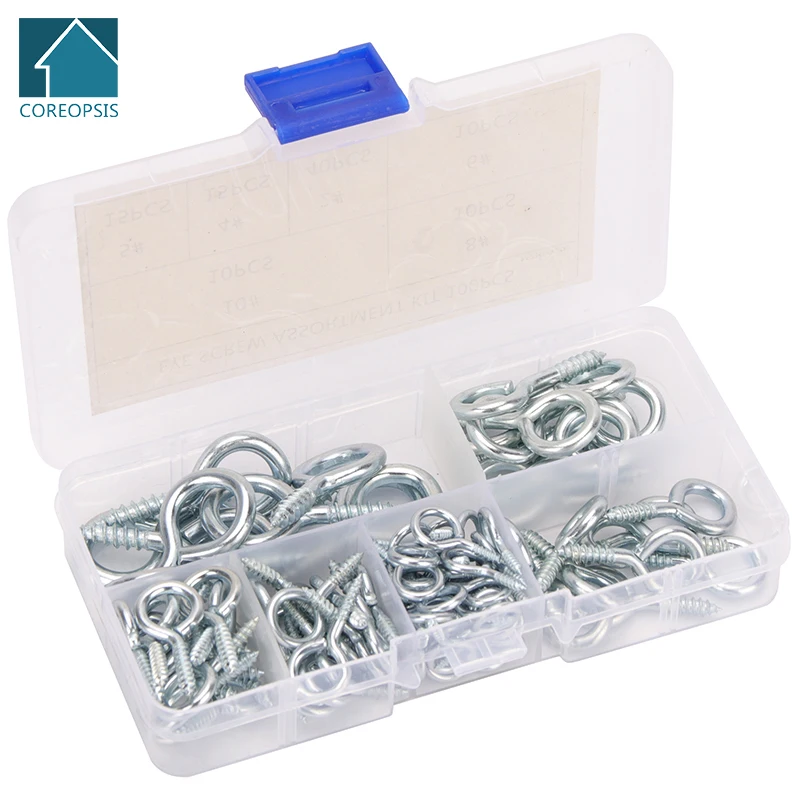 

100pcs Nickel Plated Eye Pins Hooks Self-tapping Screws Eyelets Screw Threaded Clasps Hooks Eye-pins For Jewelry DIY HZYY100